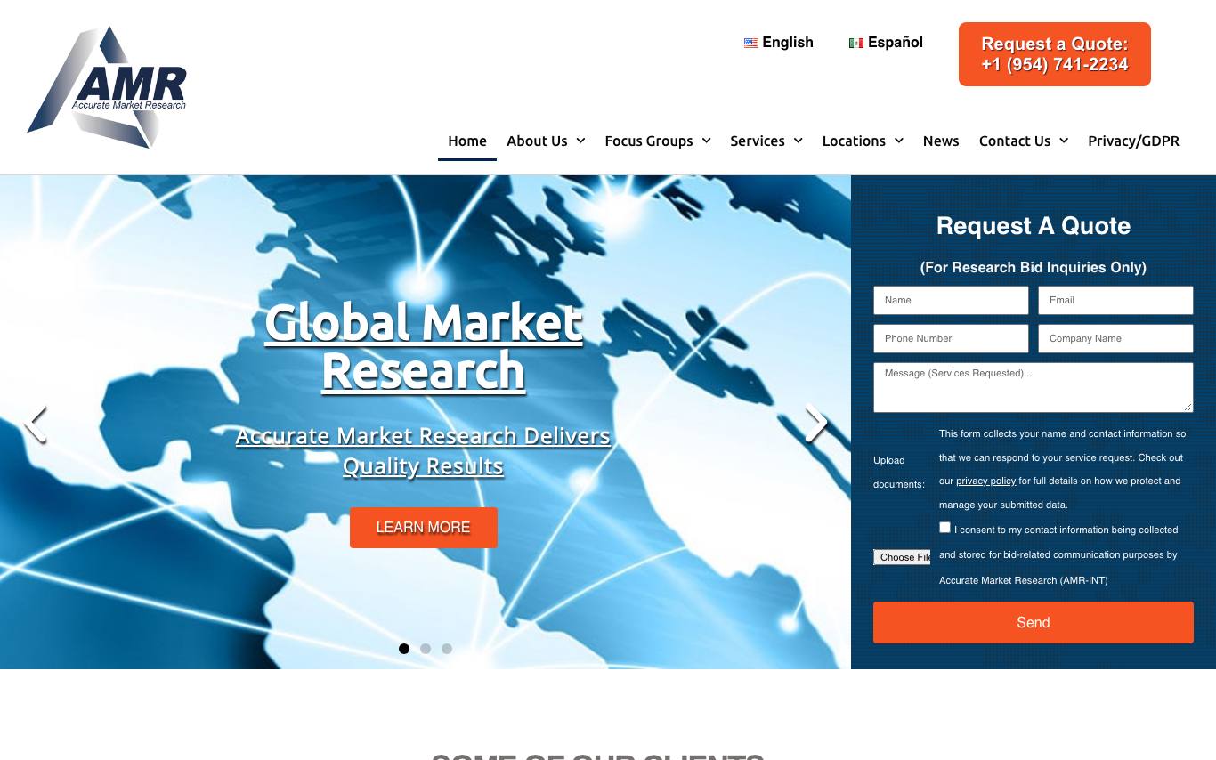 Accurate Market Research homepage
