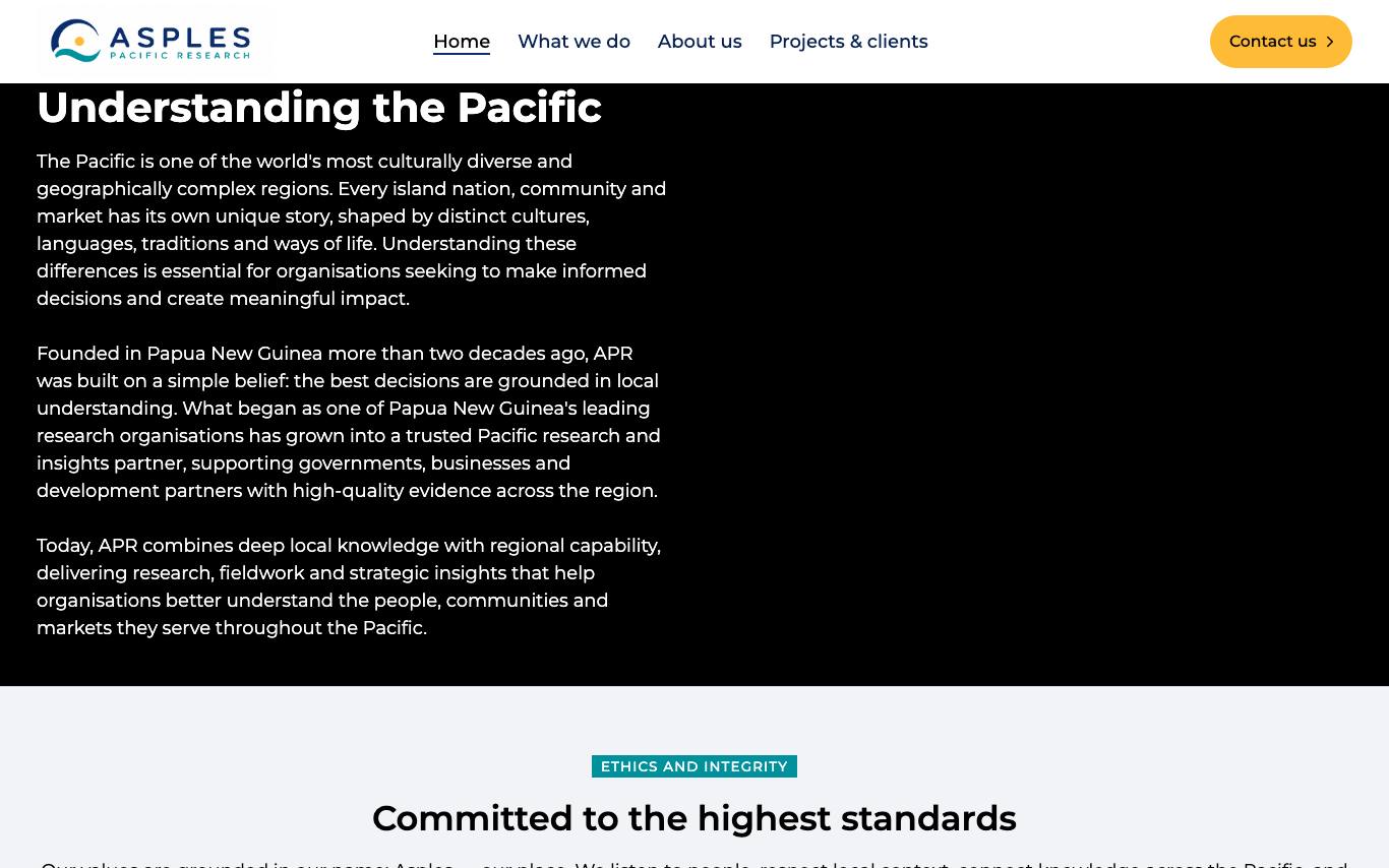 Asples Pacific Research homepage