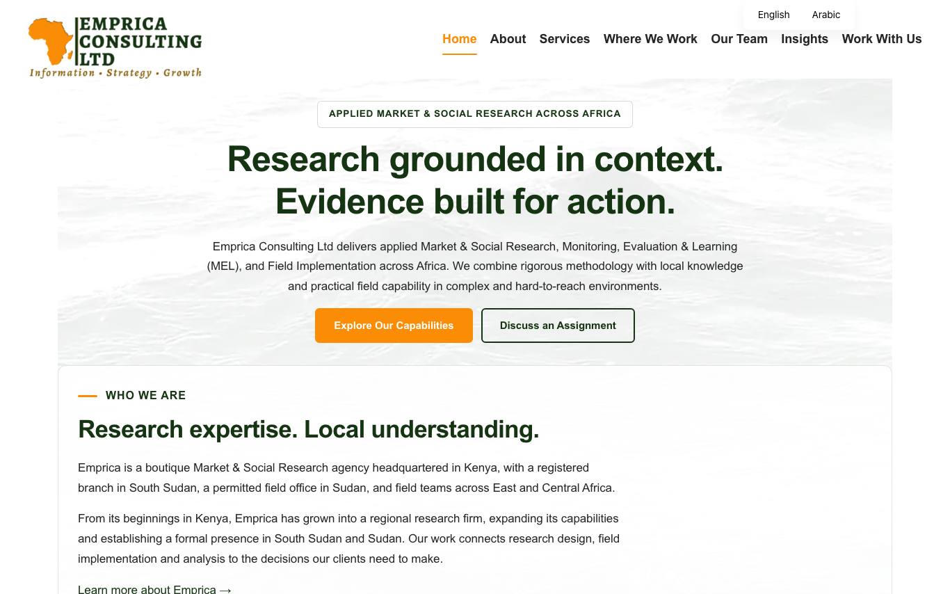 Emprica Consulting Ltd homepage