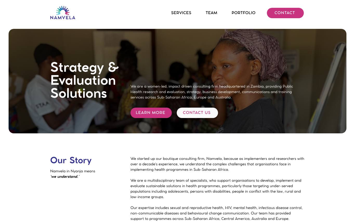 Namvela Consulting homepage