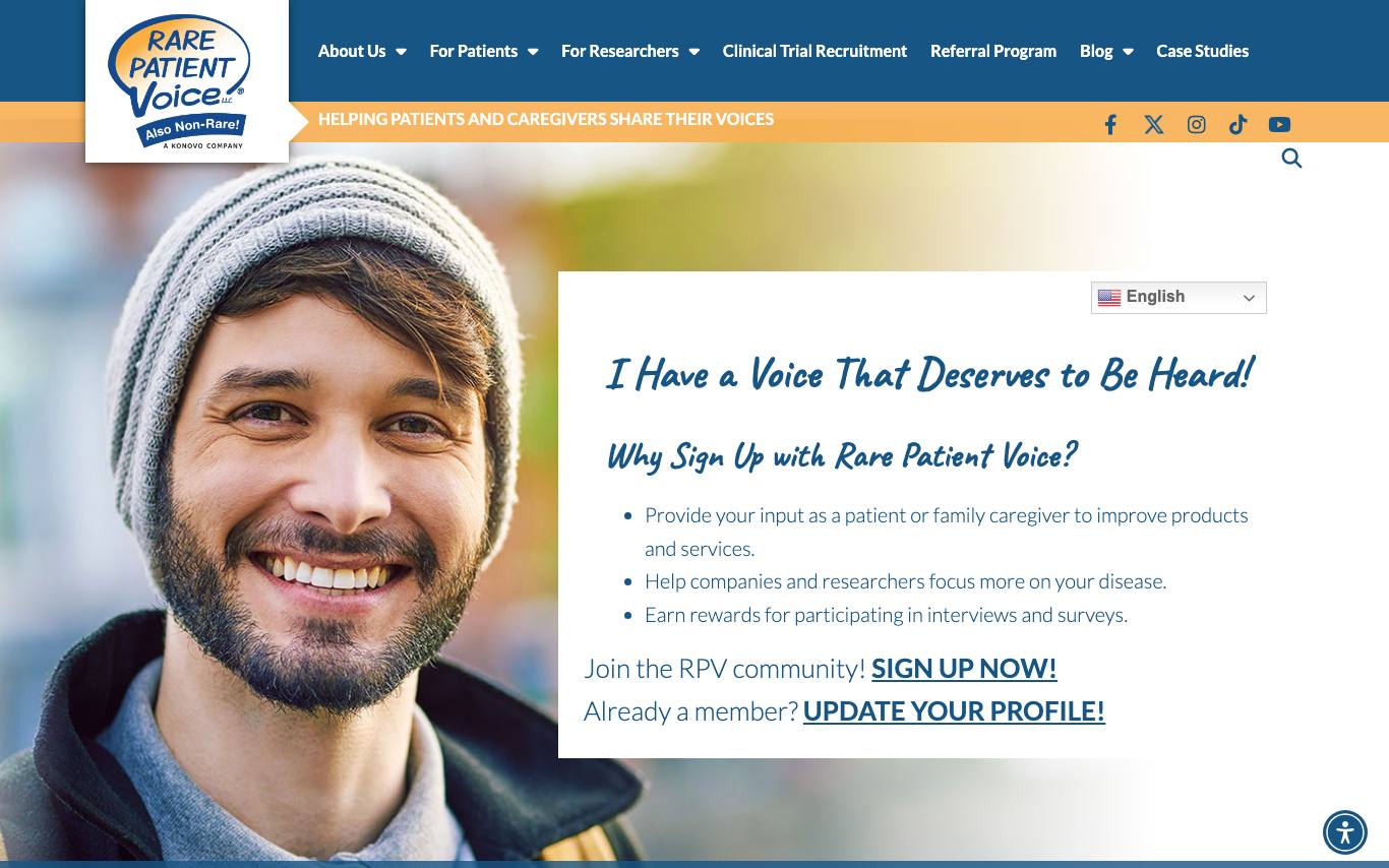 Rare Patient Voice homepage