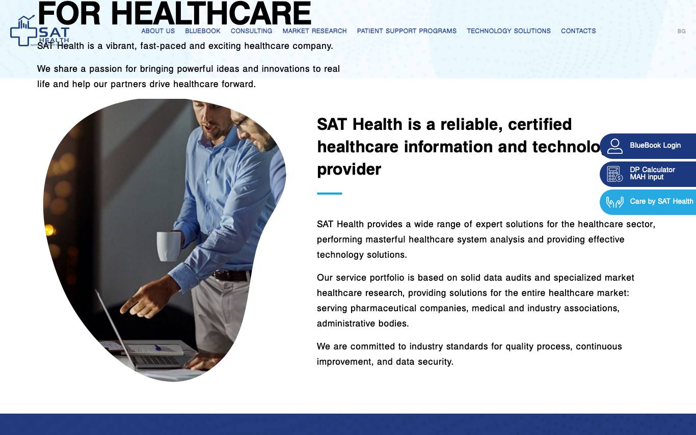 SAT Health homepage