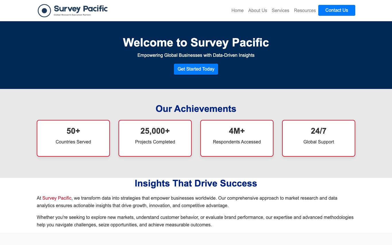 surveypacific homepage