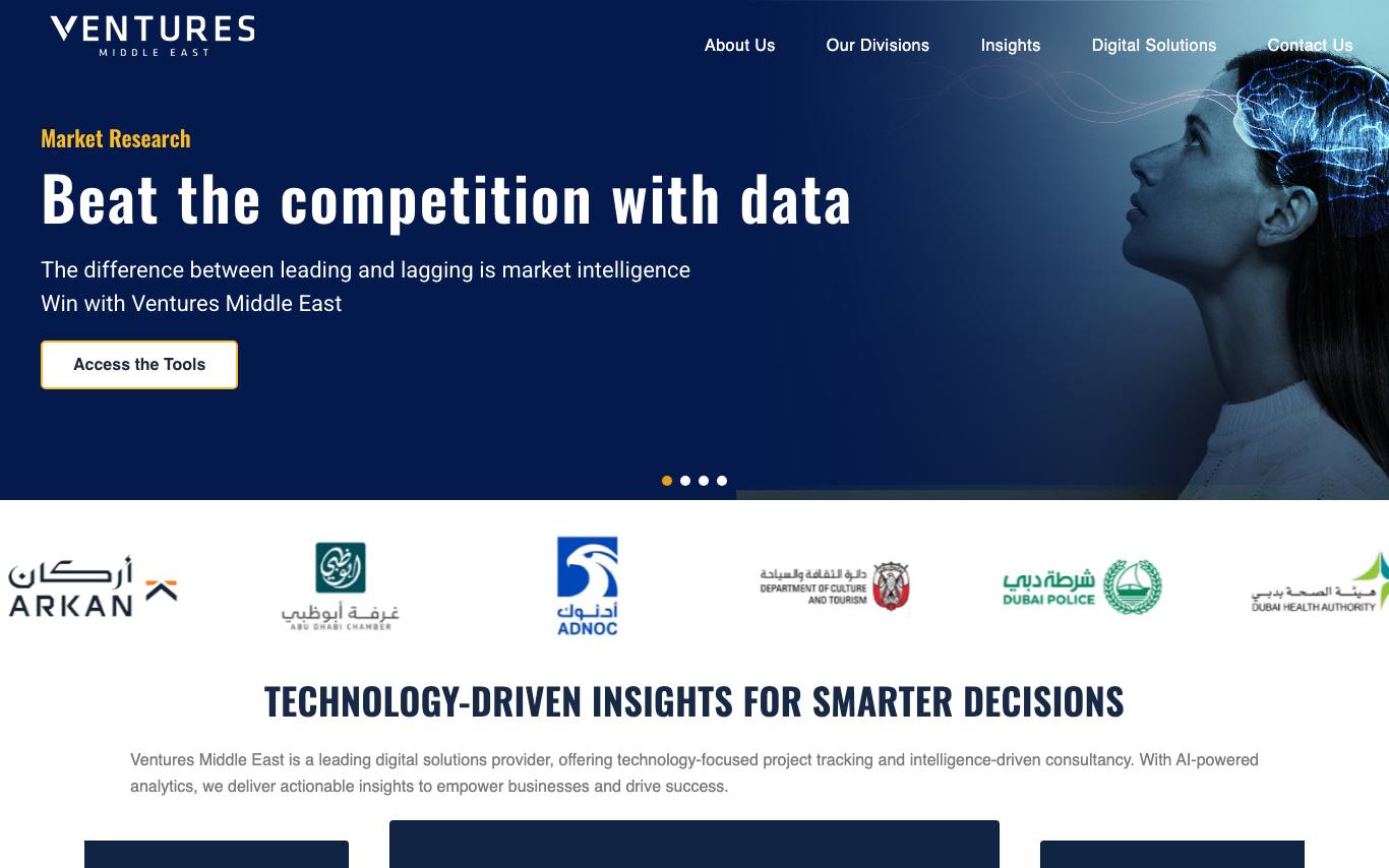 Ventures Middle East homepage
