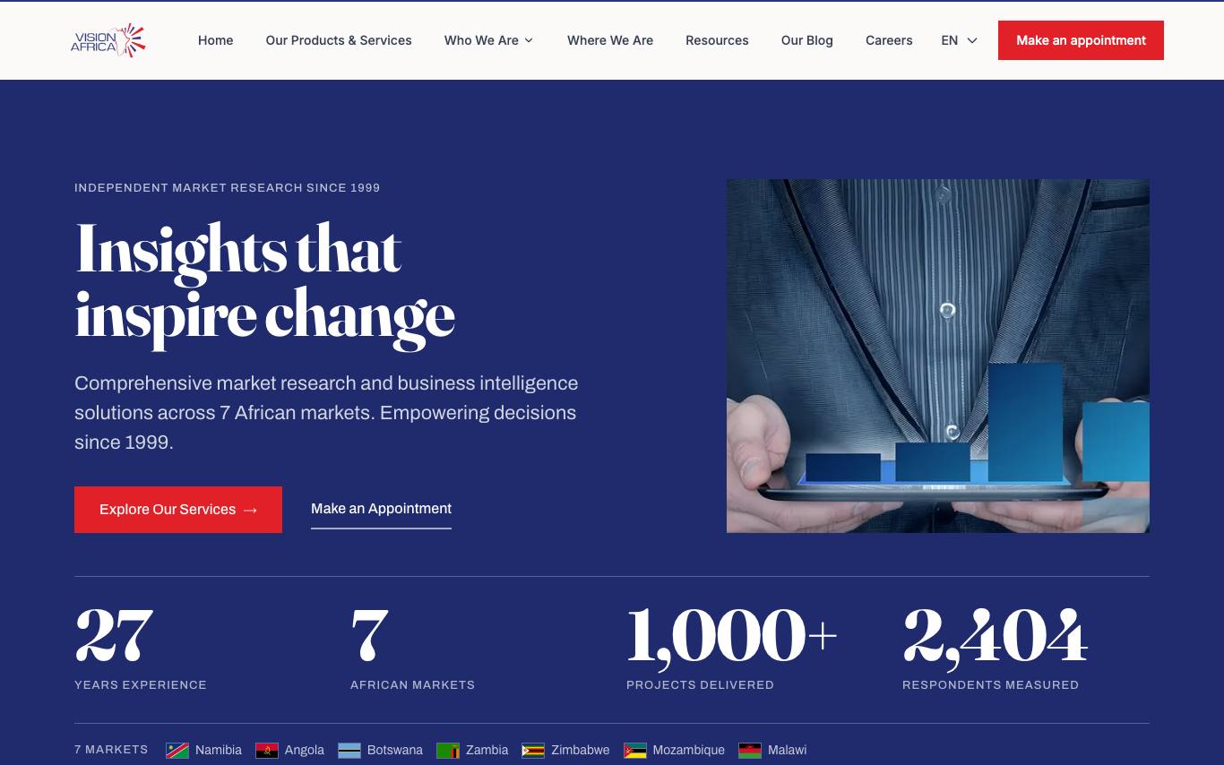Vision Africa Research Services homepage