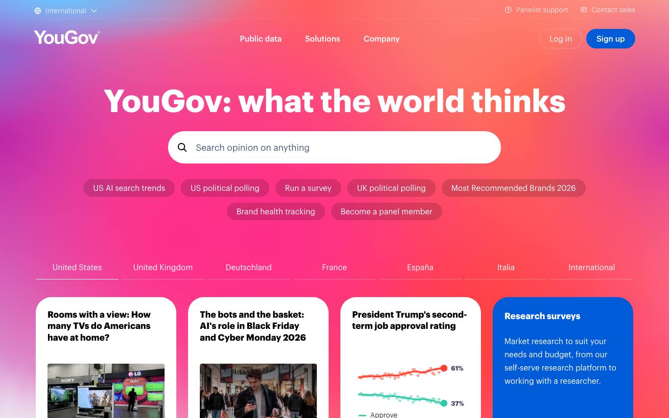 YouGov homepage